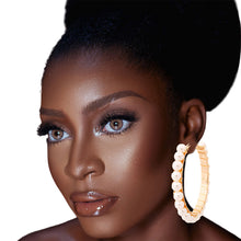 Cargar imagen en el visor de la galería, Cream Wire Wrapped Hoops

