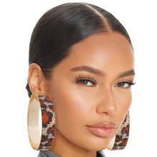 Load image into Gallery viewer, Leopard Wide Metal Hoops

