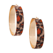 Load image into Gallery viewer, Leopard Wide Metal Hoops
