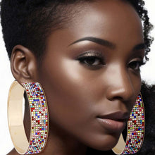 Load image into Gallery viewer, Multi Color Wide Metal Hoops
