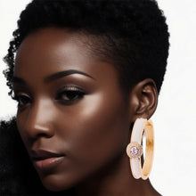 Load image into Gallery viewer, White Greek Medallion Heavy Hoops
