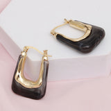 Hoops Marbled Black U Shaped Earrings for Women