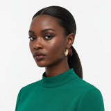 Hoop Burgundy Resin Coated Classic Wide Earrings