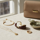 Hoop Burgundy Resin Coated Classic Wide Earrings