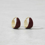 Hoop Burgundy Resin Coated Classic Wide Earrings