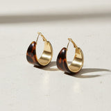 Hoop Tortoiseshell Resin Coated Classic Earrings