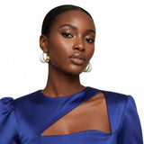 Hoop White Resin Coated Classic Wide Gold Earrings