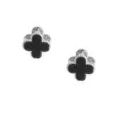 Black Clover Silver Stud Earrings with Omega Back