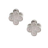 Black Clover Silver Stud Earrings with Omega Back