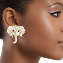 Load image into Gallery viewer, Studs Gold Glam Pave Elephant Head Earrings Women
