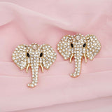 Studs Gold Glam Pave Elephant Head Earrings Women