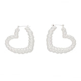Hoops Twisted Silver Metal Heart Earrings Women