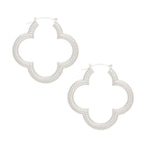Hoops Silver Textured Quatrefoil Earring for Women