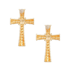 Cargar imagen en el visor de la galería, Stud Gold Cross Ridged Texture Earrings Women
