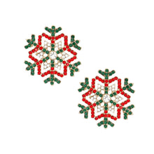 Cargar imagen en el visor de la galería, Stud Radiating Snowflake Red Green Earrings Women
