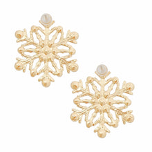 Cargar imagen en el visor de la galería, Stud Stellar Snowflake Gold Earrings for Women
