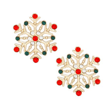 Cargar imagen en el visor de la galería, Stud Stellar Snowflake Red Green Earrings Women
