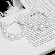 Load image into Gallery viewer, Hoops Graduated White Pearl 55mm Earrings Women
