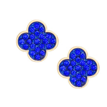 Cargar imagen en el visor de la galería, Studs Blue Rhinestone Quatrefoil Clover Earrings
