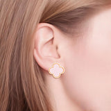 Studs Gold Pink Quatrefoil Clover Earrings Women