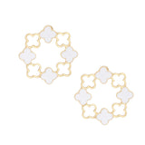 Stud Gold Clover Wreath White Earrings for Women