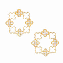 Cargar imagen en el visor de la galería, Stud Gold Clover Wreath Stone Earrings for Women
