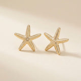 Stud Gold Starfish Seaside Sculpted Earrings