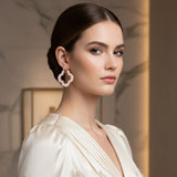 Hoop Pink Resin Gold Quatrefoil Clover Earrings