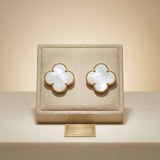 Stud Large Cream and Gold Quatrefoil Earrings