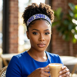 ZPB Blue Clear Rhinestone Black Stretch Headband