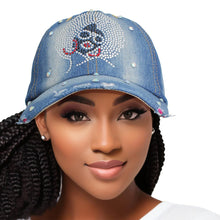 Cargar imagen en el visor de la galería, Hat Denim Afro Bling Baseball Cap for Women
