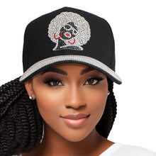 Cargar imagen en el visor de la galería, Hat Black Afro Rhinestone Baseball Cap for Women
