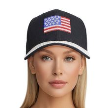 Cargar imagen en el visor de la galería, Hat Black Canvas American Flag Baseball Cap Women
