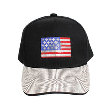 Cargar imagen en el visor de la galería, Hat Black Canvas American Flag Baseball Cap Women
