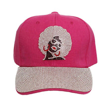 Cargar imagen en el visor de la galería, Hat Fuchsia Afro Rhinestone Baseball Cap for Women
