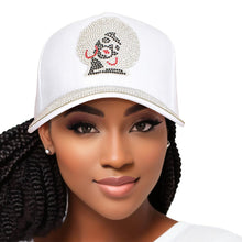 Cargar imagen en el visor de la galería, Hat White Afro Rhinestone Baseball Cap for Women
