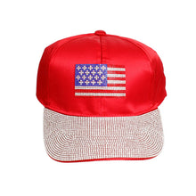 Cargar imagen en el visor de la galería, Hat Red Satin American Flag Baseball Cap Women
