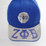 ZPB Blue Greek Rhinestone Brim Baseball Cap