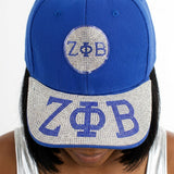 ZPB Blue Greek Rhinestone Brim Baseball Cap
