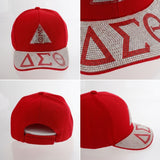 DST Red Delta Rhinestone Brim Baseball Cap
