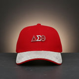 DST Red Canvas Baseball Cap with Rhinestone Brim