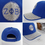 ZPB Blue Canvas Greek Rhinestone Baseball Cap