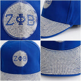 ZPB Blue Canvas Greek Rhinestone Baseball Cap