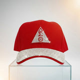DST Red Canvas Delta Rhinestone Baseball Cap