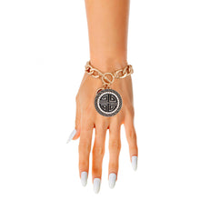Load image into Gallery viewer, Black and Gold Greek Toggle Bracelet
