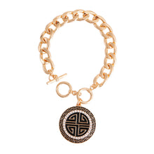 Load image into Gallery viewer, Black and Gold Greek Toggle Bracelet
