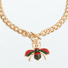 Load image into Gallery viewer, Red and Green Bee Toggle Necklace - 2 Inch Pendant
