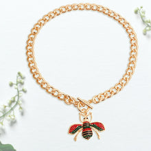 Load image into Gallery viewer, Red and Green Bee Toggle Necklace - 2 Inch Pendant
