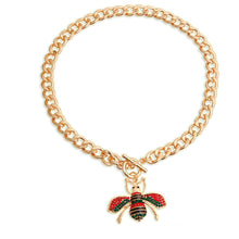 Load image into Gallery viewer, Red and Green Bee Toggle Necklace - 2 Inch Pendant
