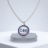ZPB Rhinestone Circle Greek Pendant Chain Necklace